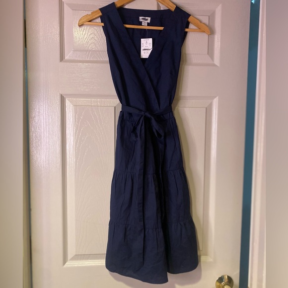NWT J.Crew Women’s‎ Faux-Wrap Sleeveless Mini Dress in Navy Blue Size 4 - Picture 2 of 6